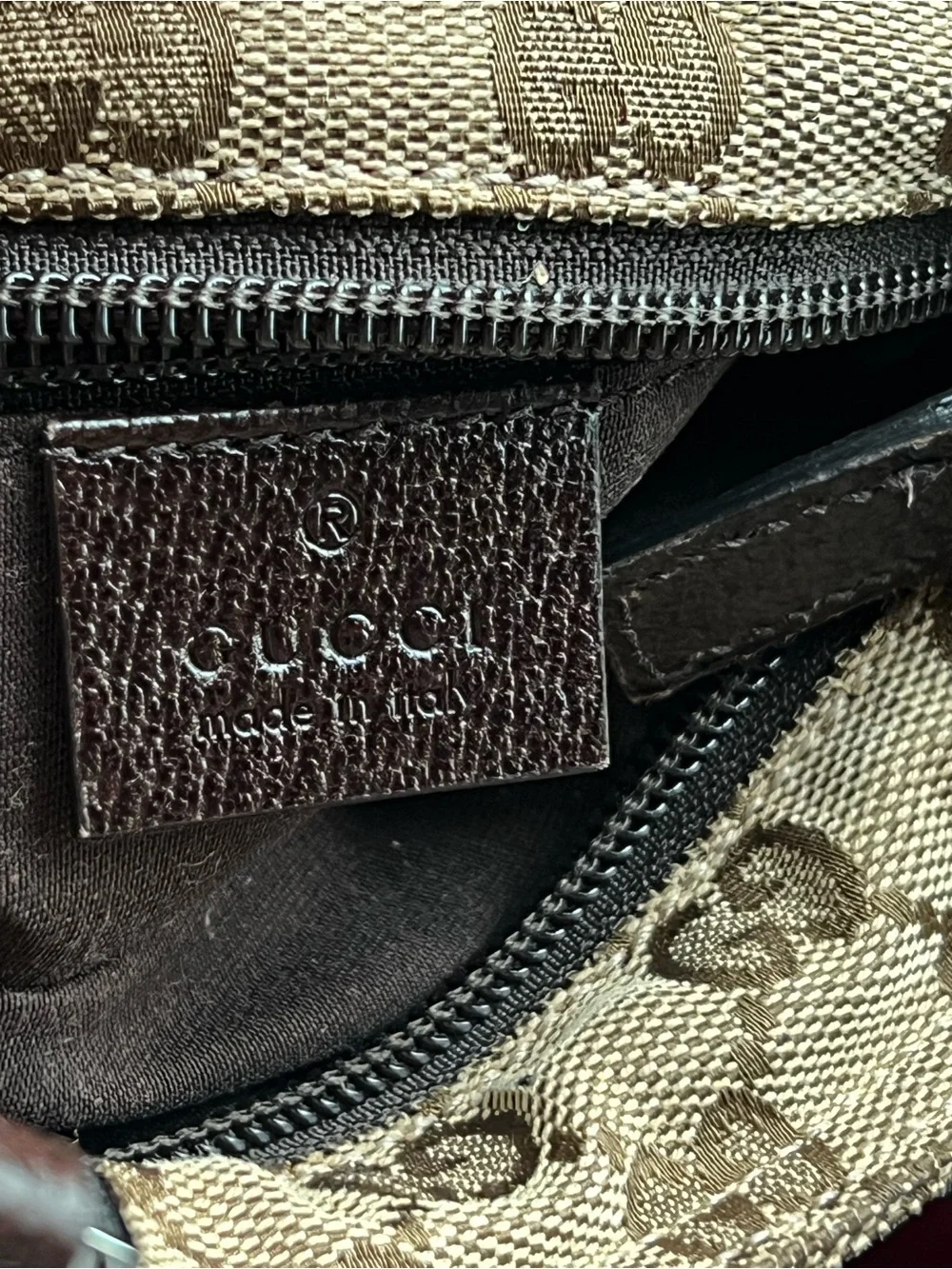 Gucci Beige GG Supreme Crossbody with Green-Red Web Strap